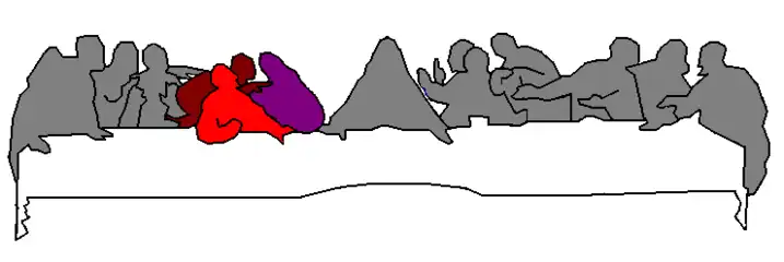 Positionierung der Apostel Judas, Petrus und Johannes