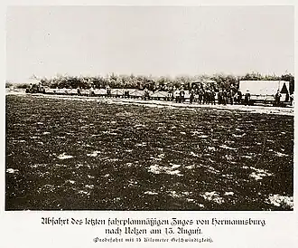Letzter fahrplanmäßiger Zug am 13. August 1892 (mit 15 km/h)