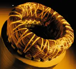 Abgebundener und geformter Wickelkopf einer verteilten Wicklung