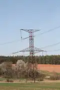 Freileitungsmast der Hochspannungsleitung Etzenricht-Hradec bei Zhorec in Tschechien