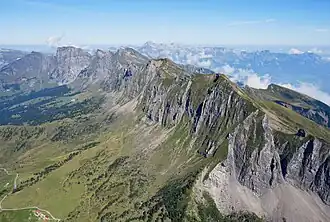 Alviergruppe von Westen mit Gauschla, Alvier, Fulfirst, Rosswis und Gamsberg (von rechts nach links)