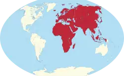 Lage Afrika-Eurasiens auf einer Weltkarte