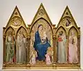 Agnolo Gaddi, Madonna mit Kind und den hll. Andreas, Benedikt, Bernhard und Katharina von Alexandrien mit Engeln, vor 1387, Tempera und Gold auf Holz, National Gallery of Art, Wash. DC
