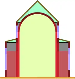 Abseitensaal mit Tonnengewölbe sowie Fenstern über den Seitenkapellen