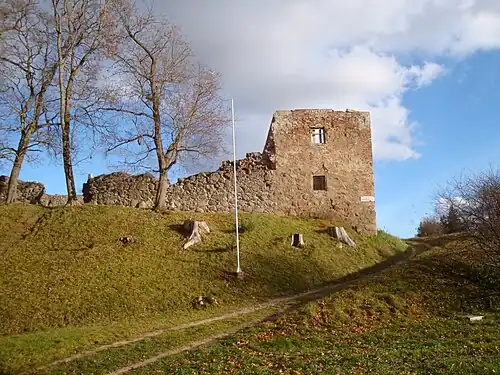 Westseite der Burg ohne eingestürzter Giebelwand (2010)