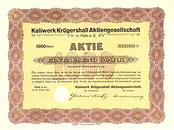 Aktie der Kaliwerke Krügershall AG