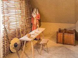 Nachbildung einer Alamannin und einiger Einrichtungsgegenstände