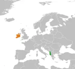 Lage von Irland und Albanien