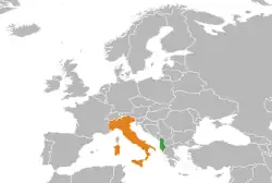 Lage von Albanien und Italien