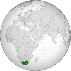 Lage von Südafrika und Albanien