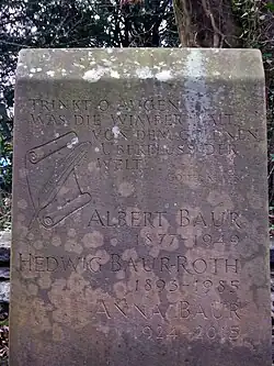 Albert Baur (1877–1949) Romanist, Kunsthistoriker, Bibliothekar, Hedwig Baur-Roth (1893–1985), Anna Baur (1924–2015) Grab, Friedhof am Hörnli