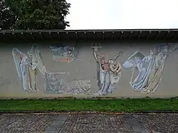 Mosaik-Entwurf und Karton von Albert Schenker (1899–1973). Ausführung von August Krebs (Zürich) 1949–1951. Friedhof Feldli, St. Gallen