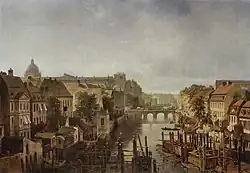 Berlin – Blick von den Königlichen Mühlen am Mühlendamm zur Langen Brücke, 1850