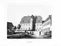 Schloss Syhra, spätestens 1860 (Album der Schlösser und Rittergüter in Sachsen, F. Heise; G. A. Poenicke (Hrsg.))