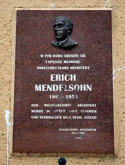 Gedenktafel für Erich Mendelsohn an dessen Geburtshaus (2011)