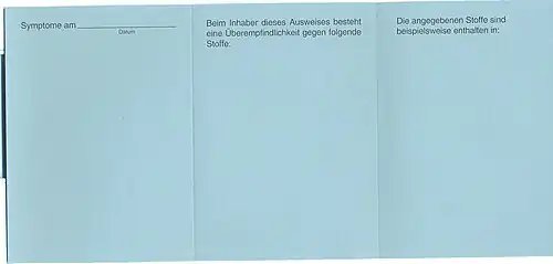 Rückseite eines Allergiepasses