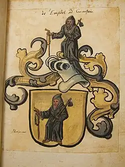 Wappen derer von Einsiedel zu Gnandstein in einem Wappenbuch des 16. Jahrhunderts