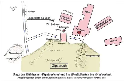Lageplan des Lübtheener Gipsbruches um 1890.