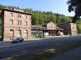 Empfangsgebäude des Bahnhofs Calw, in Betrieb bis 1989