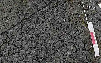 Alternde Bitumenabdichtung auf einem Flachdach