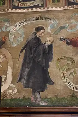 Gelehrter. Spruchband: Ars longa vita brevis