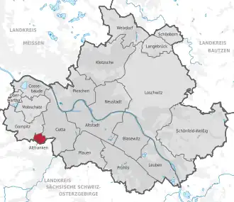 Lage der Ortschaft Altfranken in Dresden