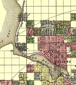 Seattle and Montana Railway an der Salmon Bay, 1890