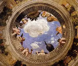 Hell-Dunkel-Modellierungen und perspektivische Verkürzungen. Andrea Mantegna (1431–1506): Deckenbemalung mit illusionistischer Raumöffnung.