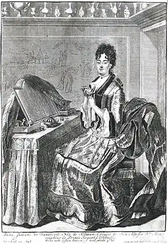 Anna Juliana, Frau von Sandhorst, am Toilettentisch