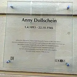 Anny Dollschein Gedenktafel in der Harrachgasse, Graz