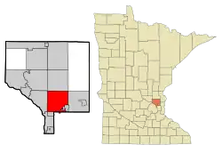 Lage der Stadt im Anoka County und in Minnesota