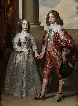 Wilhelm von Oranien als Prinz mit seiner zukünftigen Braut Maria Henrietta Stuart (1641), 182,5 × 142 cm, Rijksmuseum, Amsterdam
