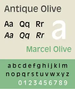 Schriftbeispiel für Antique Olive