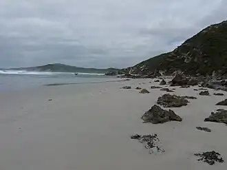 Sicht auf Anvil Beach nach Westen, 2018