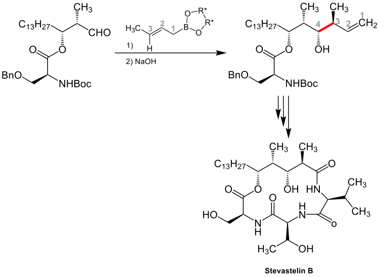 Anwendung der Roush-Reaktion in der Synthese von Stevastelin B nach Yamamoto