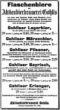 Um 1900 gebraute Biersorten