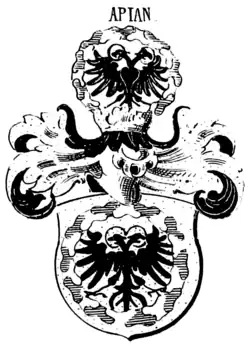 Wappen der Apian, 1541 und Wappen derer von Apian in Siebmacher’s Wappenbuch