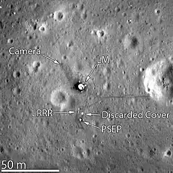 Apollo-11-Landestelle aus 24&nbsp;km Höhe (LRO, 7. März 2012)