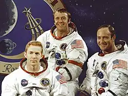 Apollo 14 – v. l. n. r. Stuart Roosa, Alan Shepard, Edgar Mitchell