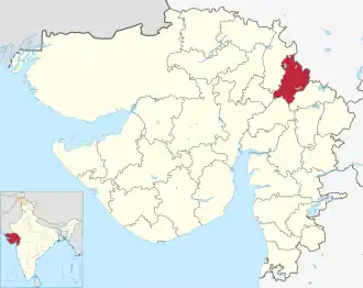 Positionskarte des Distrikts Aravalli