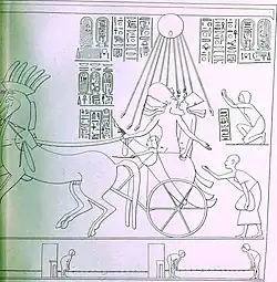 Das Königspaar beim Ausritt auf dem Streitwagen