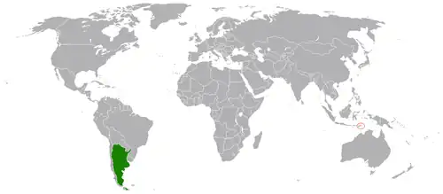 Lage von Argentinien und Osttimor