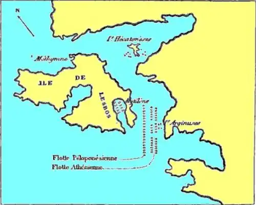 Karte der Schlacht bei den Arginusen