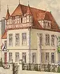 Arminenhaus in Bonn „Gotische Bierkathedrale“ (1900 bis heute) (Aquarell von C. L. Becker)