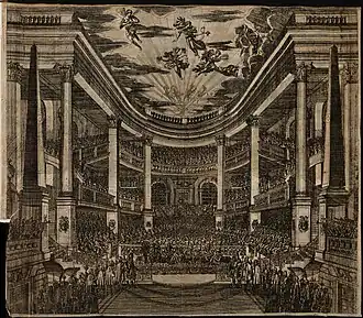 Zweirangiger Zuschauerraum mit Prosceniumlogen im Opernhaus am Taschenberg, Dresden