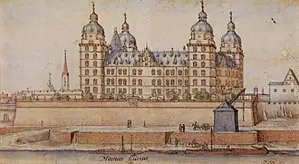 Schloss Aschaffenburg, Zeichnung von Wenzel Hollar, 1636