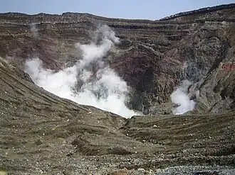 Der aktive Krater Naka-dake