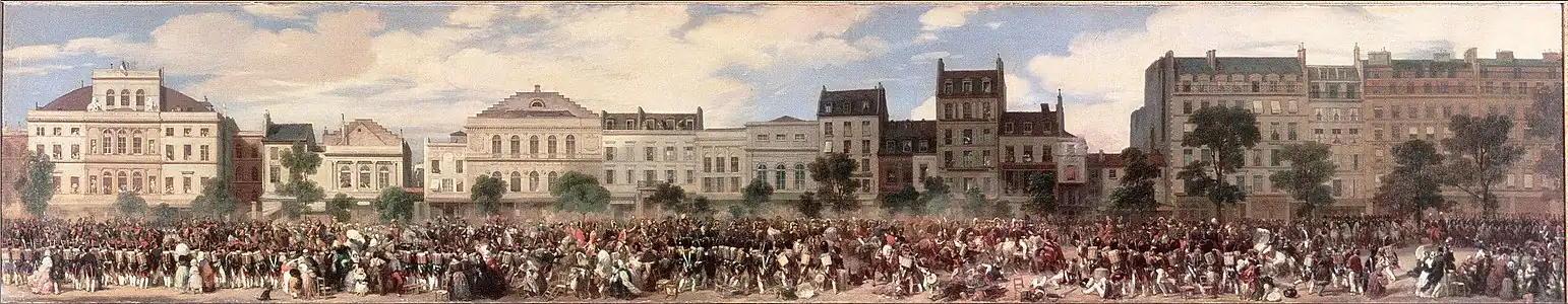 Fieschis Attentat am 28. Juli 1835 (Bild von Eugène Louis Lami)