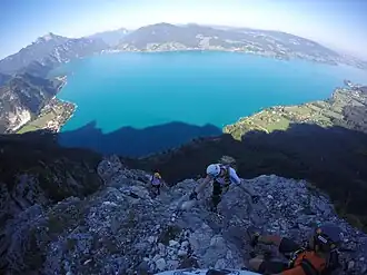 Klettersteiggeher am Mahdlgupf