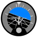 Künstlicher Horizont im Sinkflug mit Linkskurve